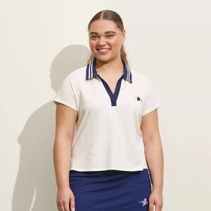 Prince Cream and Navy Short Sleeve Polo